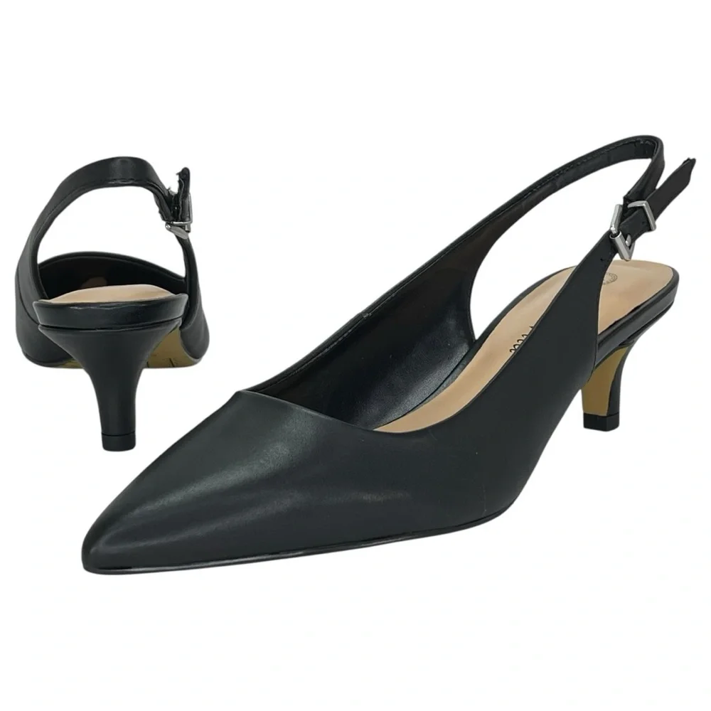 Bella Vita Scarlett Black Leather Womens Slingback Heels Size 8.5M - Picture 9 of 13